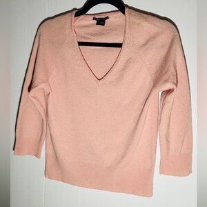 Sandra Cashmere Pink V-Neck Sweater Women’s Size M 100% Cashmere Soft